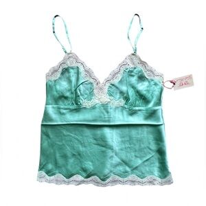 Gold Hawk Spring Jade Silk Lace Camisole Size Medium